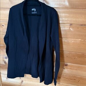 ably Black Open-Front Draped Cardigan